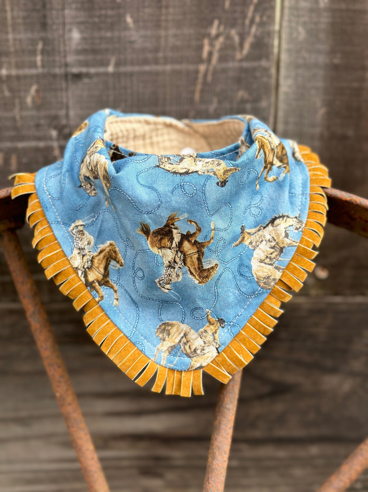 Roper and Bronc Rider Buckaroo Baby Bandana Bib