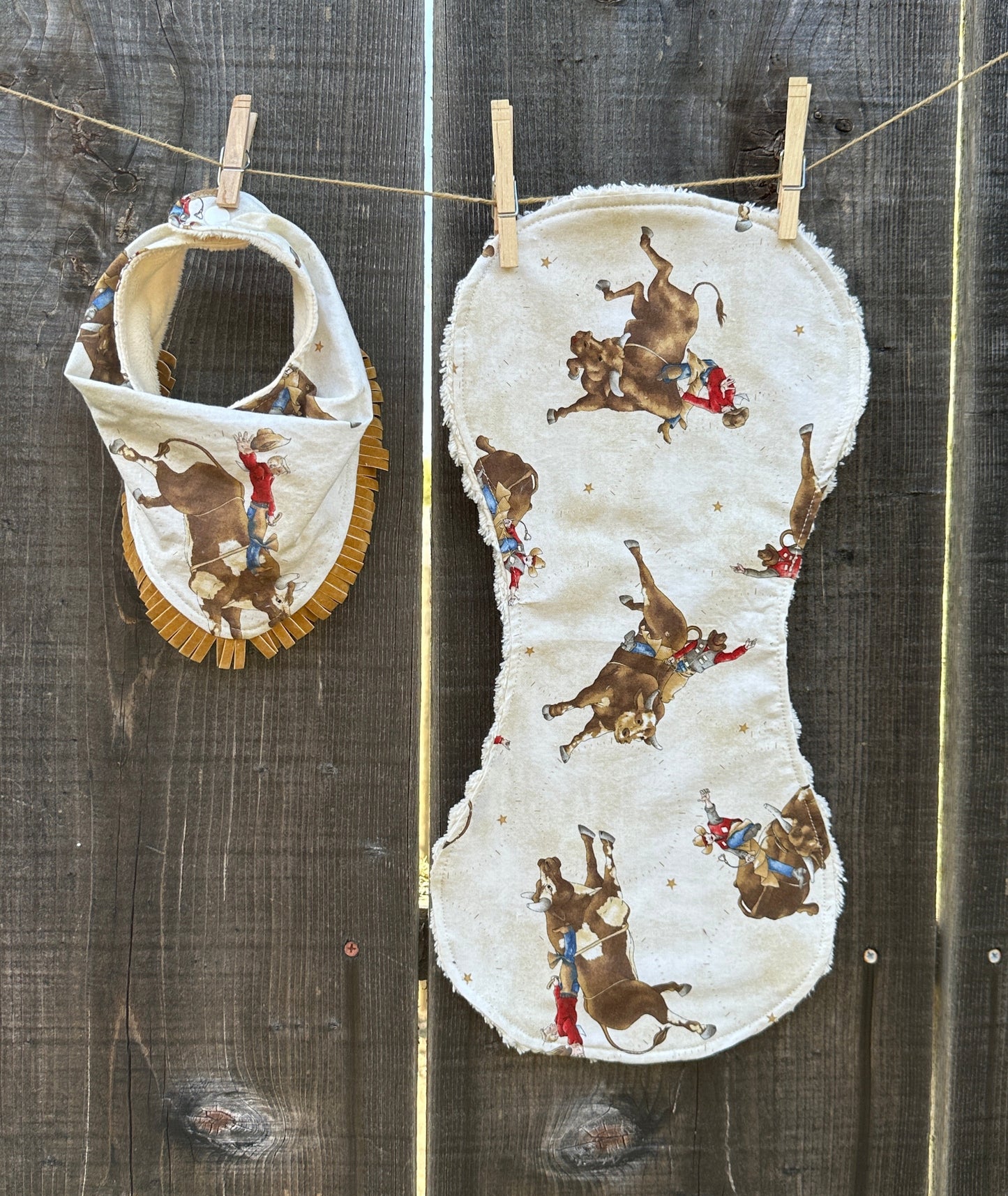 Bull Rider Bandana Bib BurpCloth Set