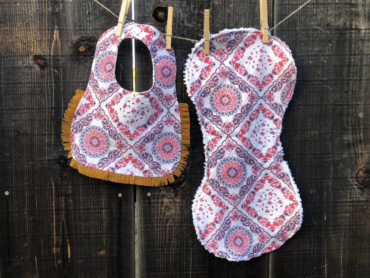 Red, White and Blue Bandana Bib/Burp Cloth Set