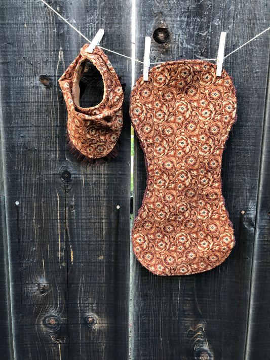 Tooled Leather Floral Bib/Burp Cloth Set