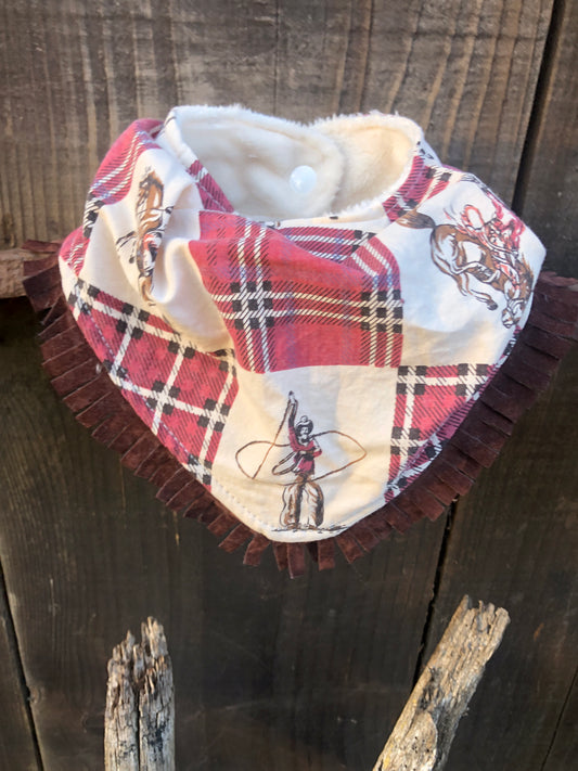 Plaid Trick Roper Buckaroo Baby Bib