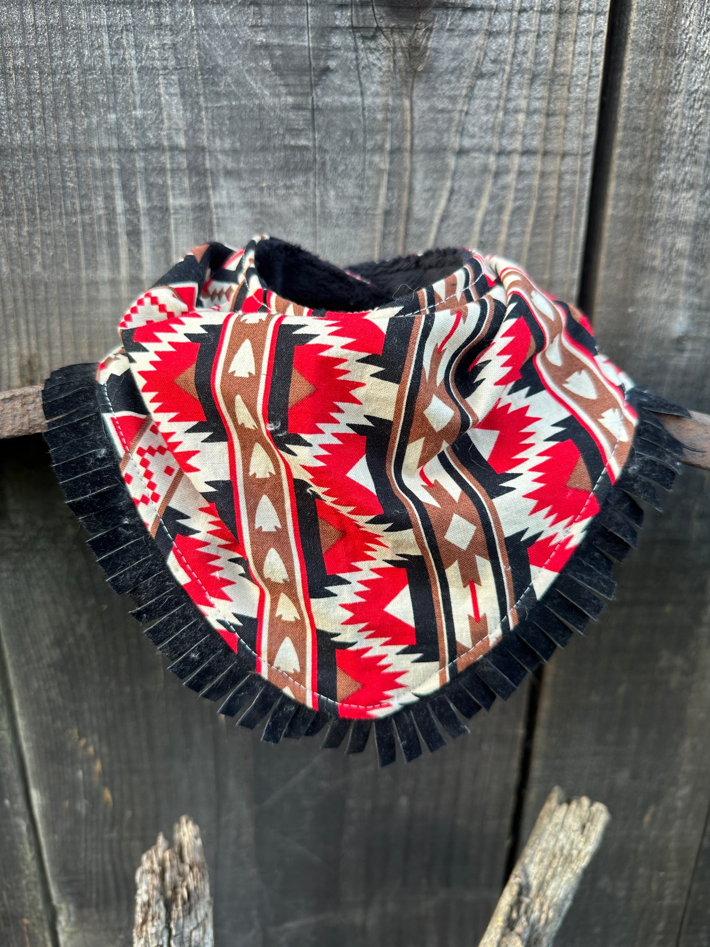 Arrowhead Black and Red Native Print Buckaroo Baby Bib