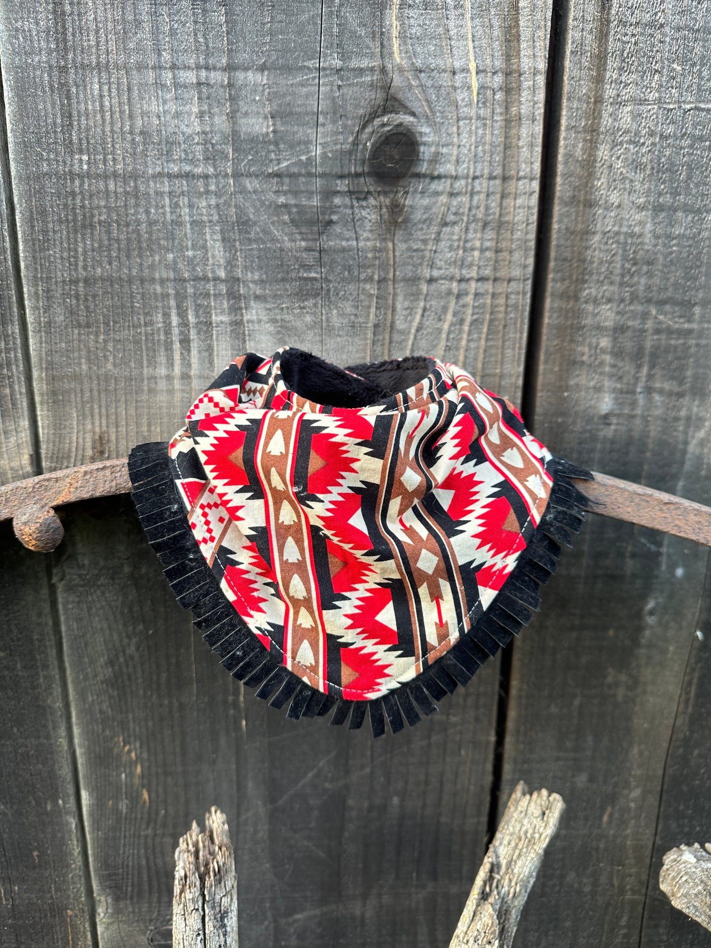 Arrowhead Black and Red Native Print Buckaroo Baby Bib