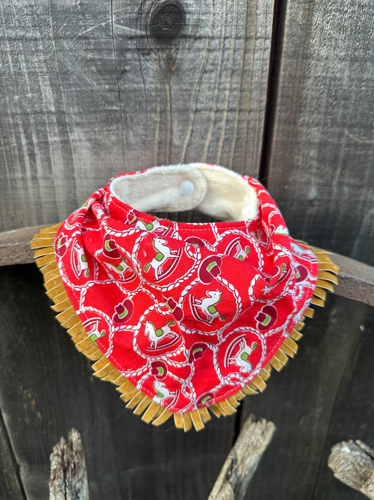 Red Rocking Horse and Ropes Buckaroo Baby Bib