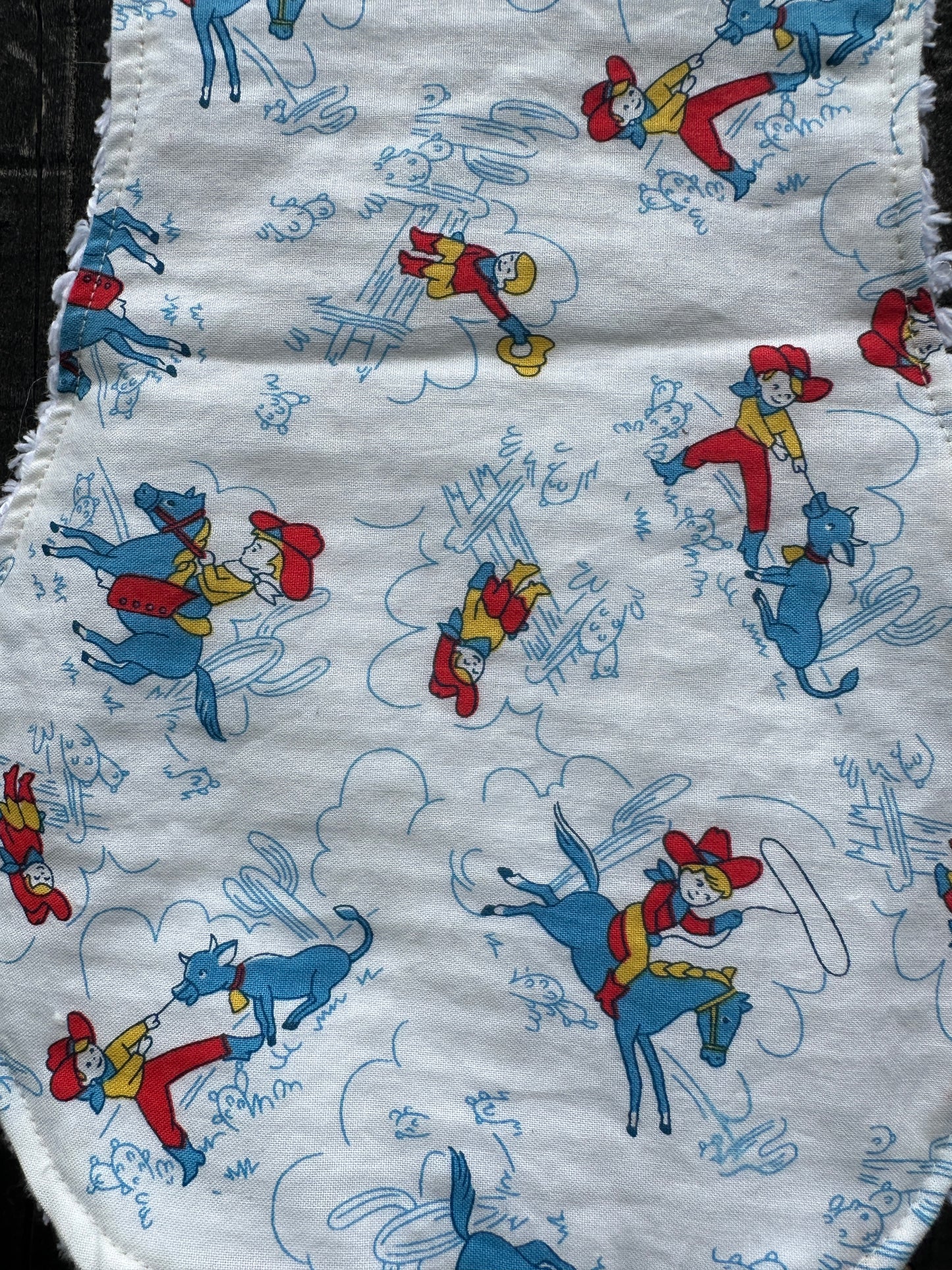 Vintage Cowkids in Blue Bib/Burp Cloth Set