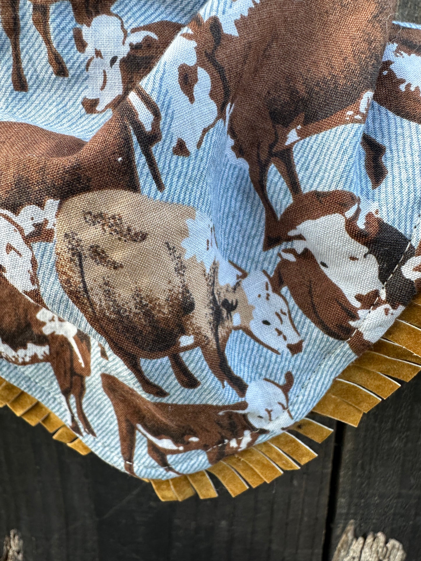 Hereford Cattle on Denim Look Background Buckaroo Baby Bib