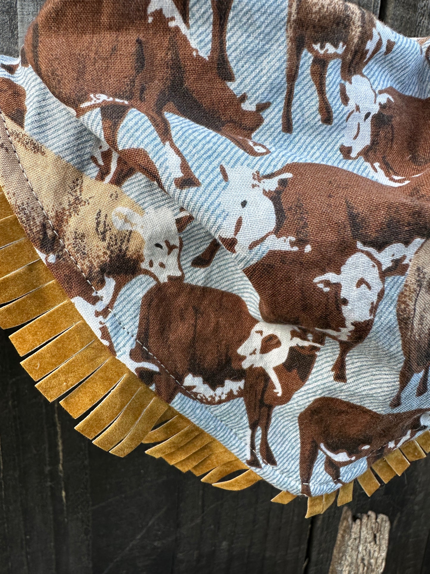 Hereford Cattle on Denim Look Background Buckaroo Baby Bib