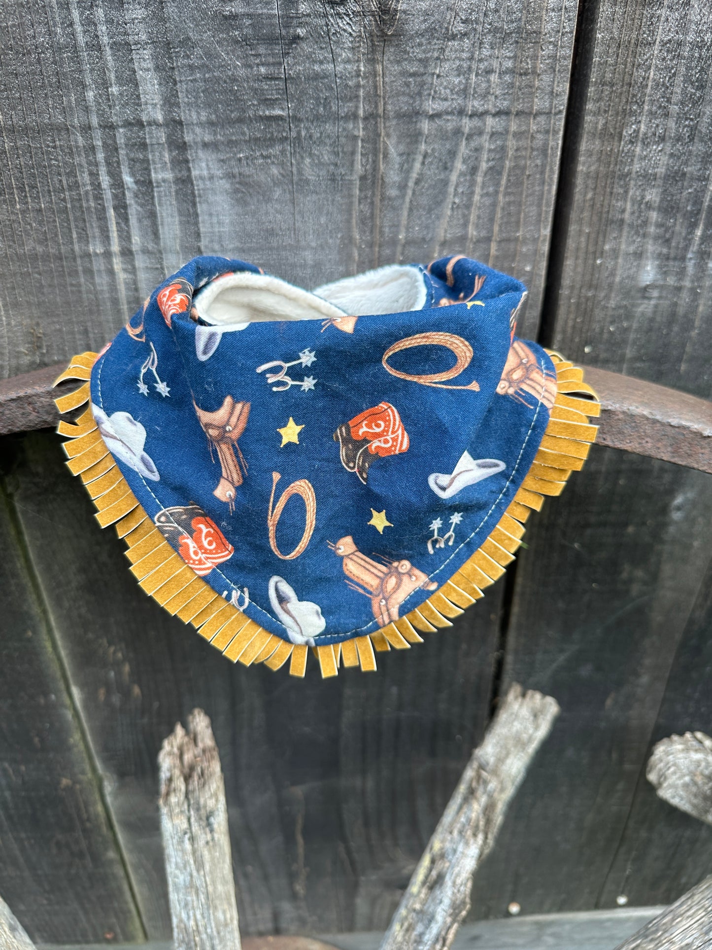 Cowboy Essentials in Navy Buckaroo Baby Bib/Burp Cloth Set