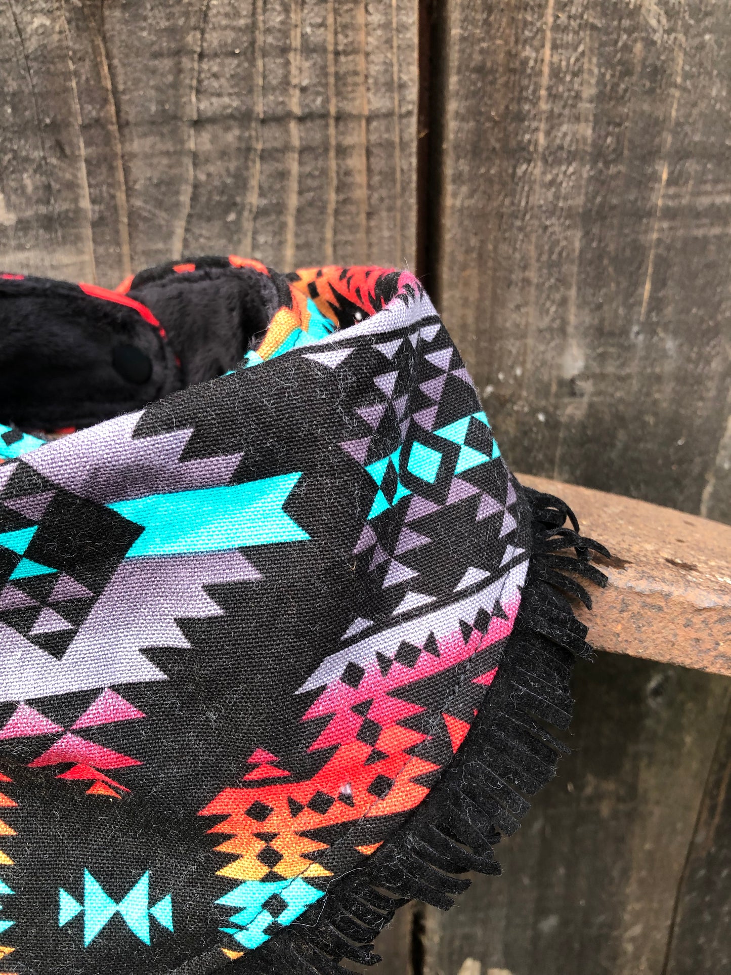 Black Southwestern Native Print Buckaroo Bandana Baby Bib