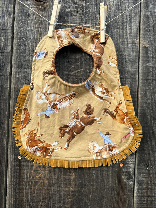 Saddle Bronc Riders Classic Shaped Buckaroo Baby Bib