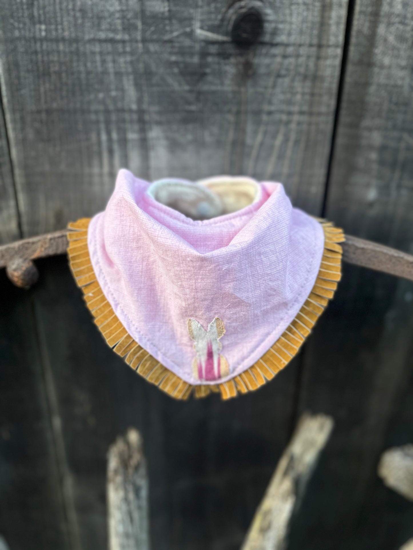 EASTER Serape Bunny on Pink Buckaroo Baby Bib